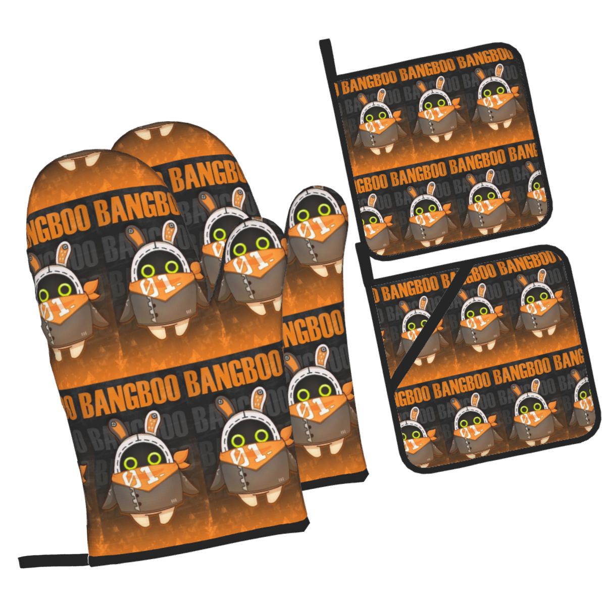 Kitchen Baking Zone - Ensemble de 4 gants de cuisine