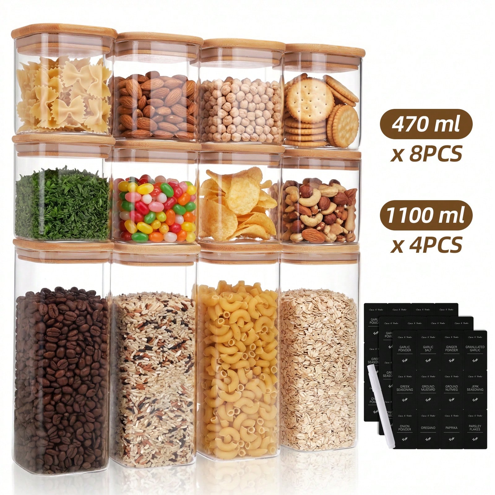 Kitchen Baking Pantry - Tomnk 12 récipients de conservation des
